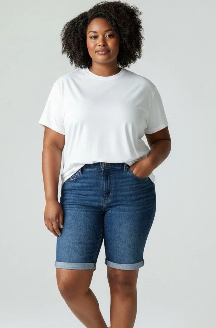 Levi's Women's Medium Wash Denim Blue Jean Classic Bermuda Shorts Size 34 Waist